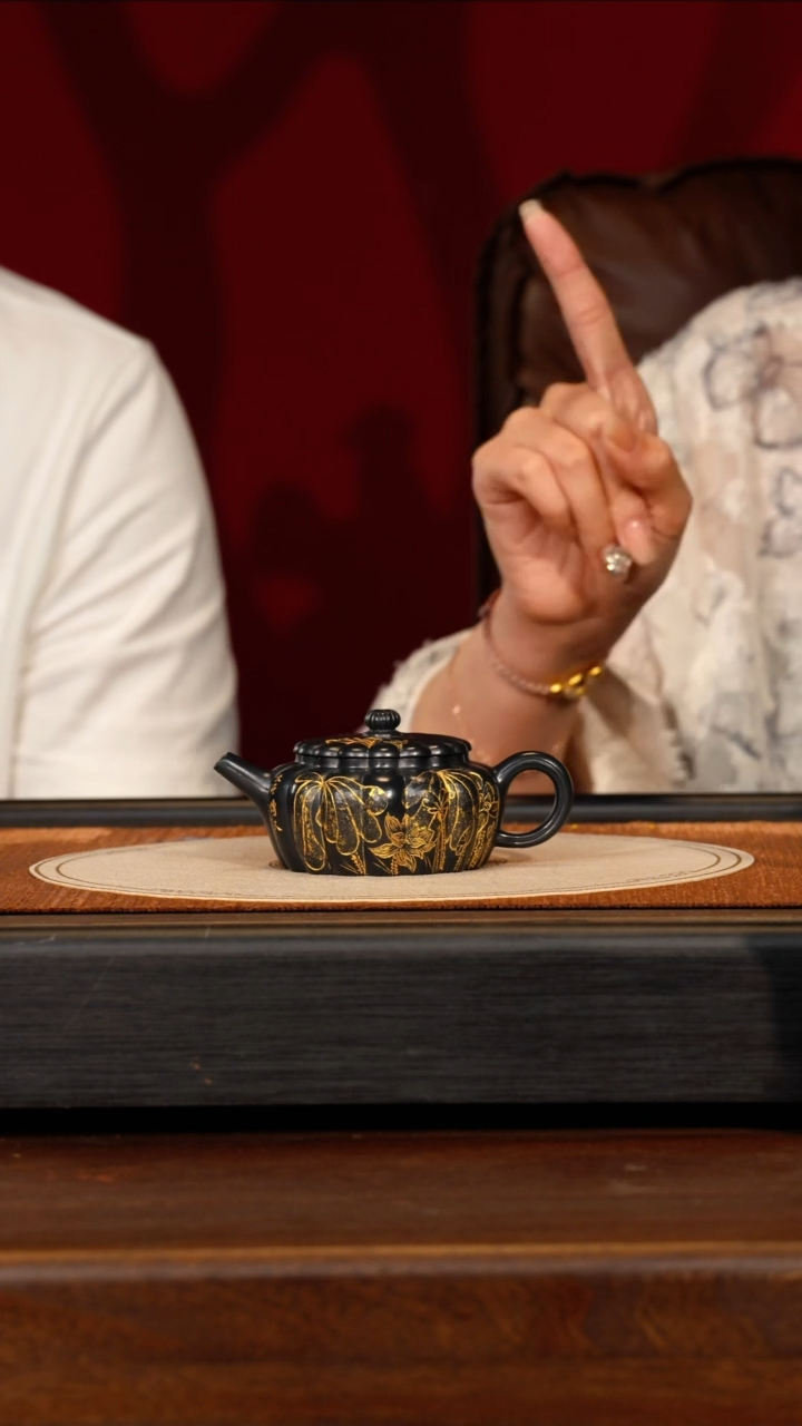 茶壶紫砂宜兴紫砂SZY 天青 筋纹扁晨 120cc