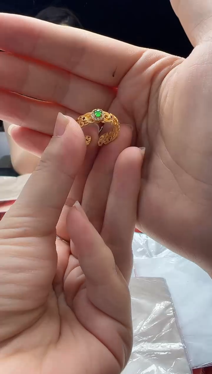 银S925镶嵌戒指翡翠0701839497多样性发一