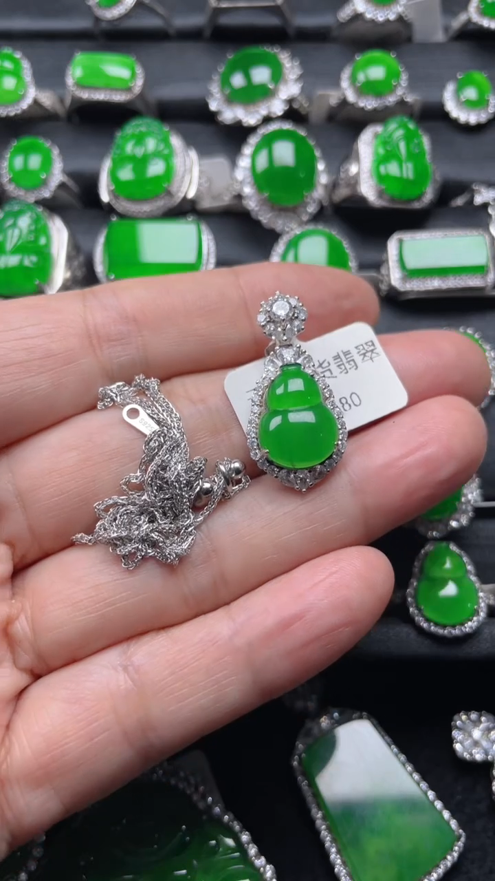 颈饰银S925镶嵌翡翠翡翠