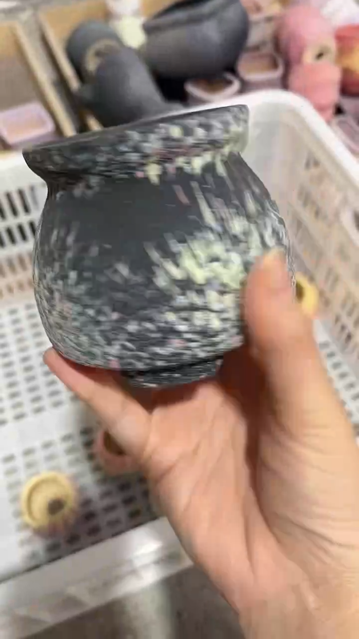 麦饭石粗陶多肉花盆7*7