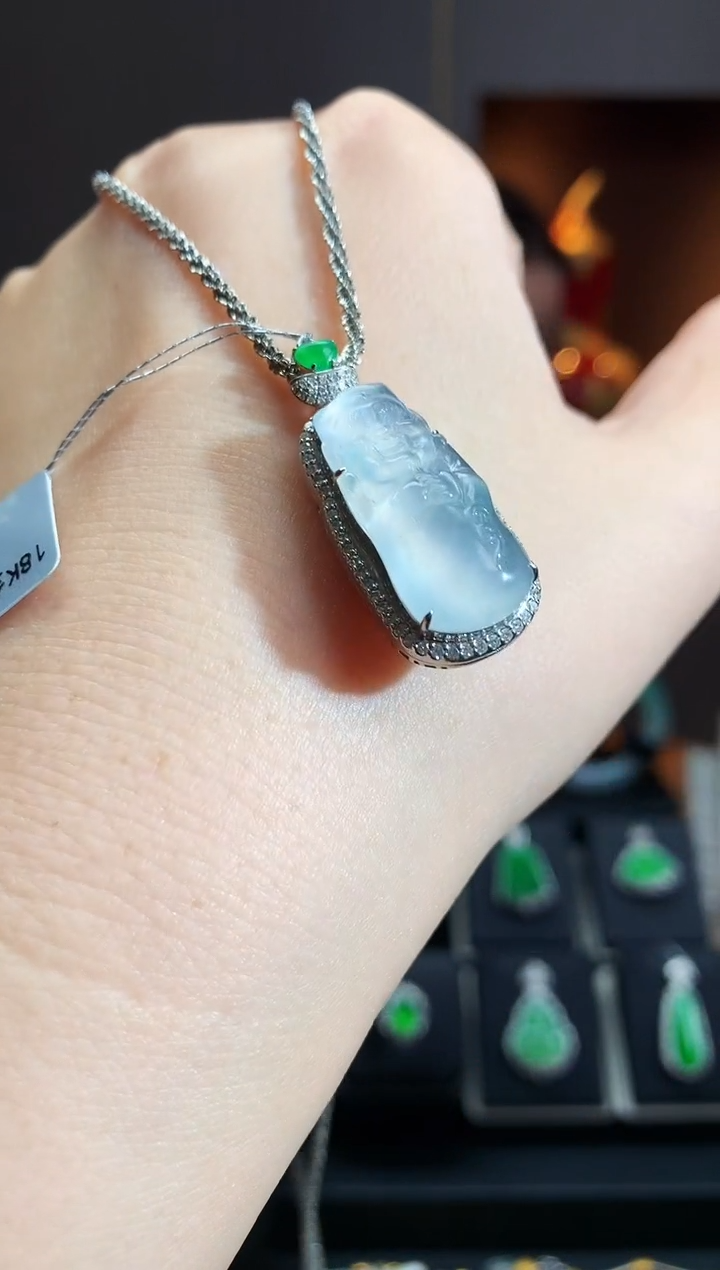 【闪购商品】翡翠吊坠(不含链)18K金镶嵌财神