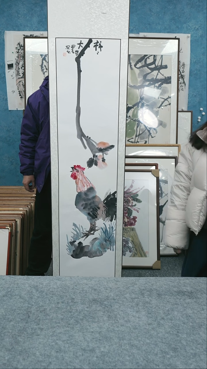 【闪购商品】国画四尺对开本土老师卷轴