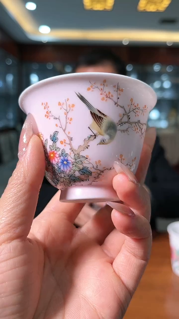 【闪购商品】官窑瓷画院142官窑瓷画院珐琅彩研究院花鸟主人杯