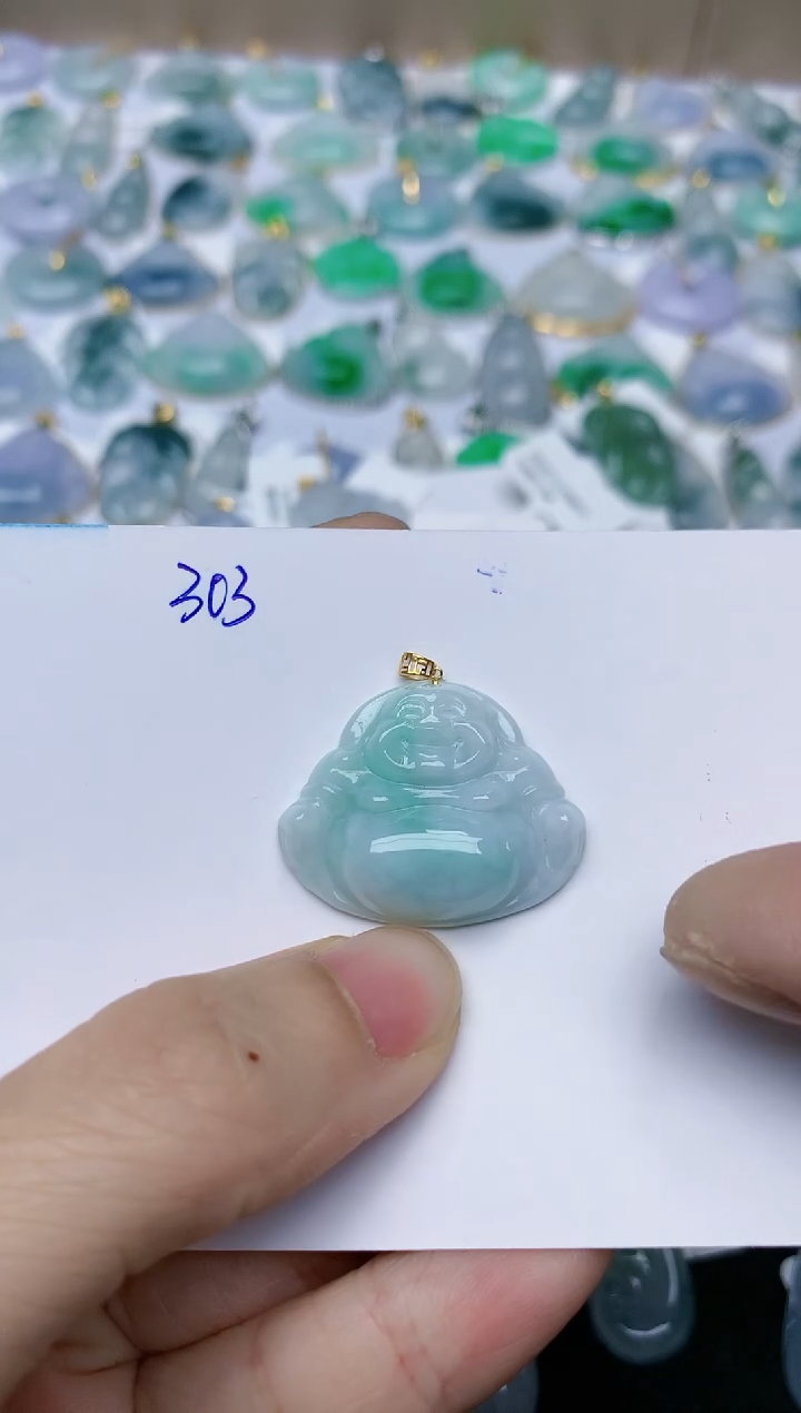 【闪购商品】翡翠颈饰18K金镶嵌天然翡翠A货    303