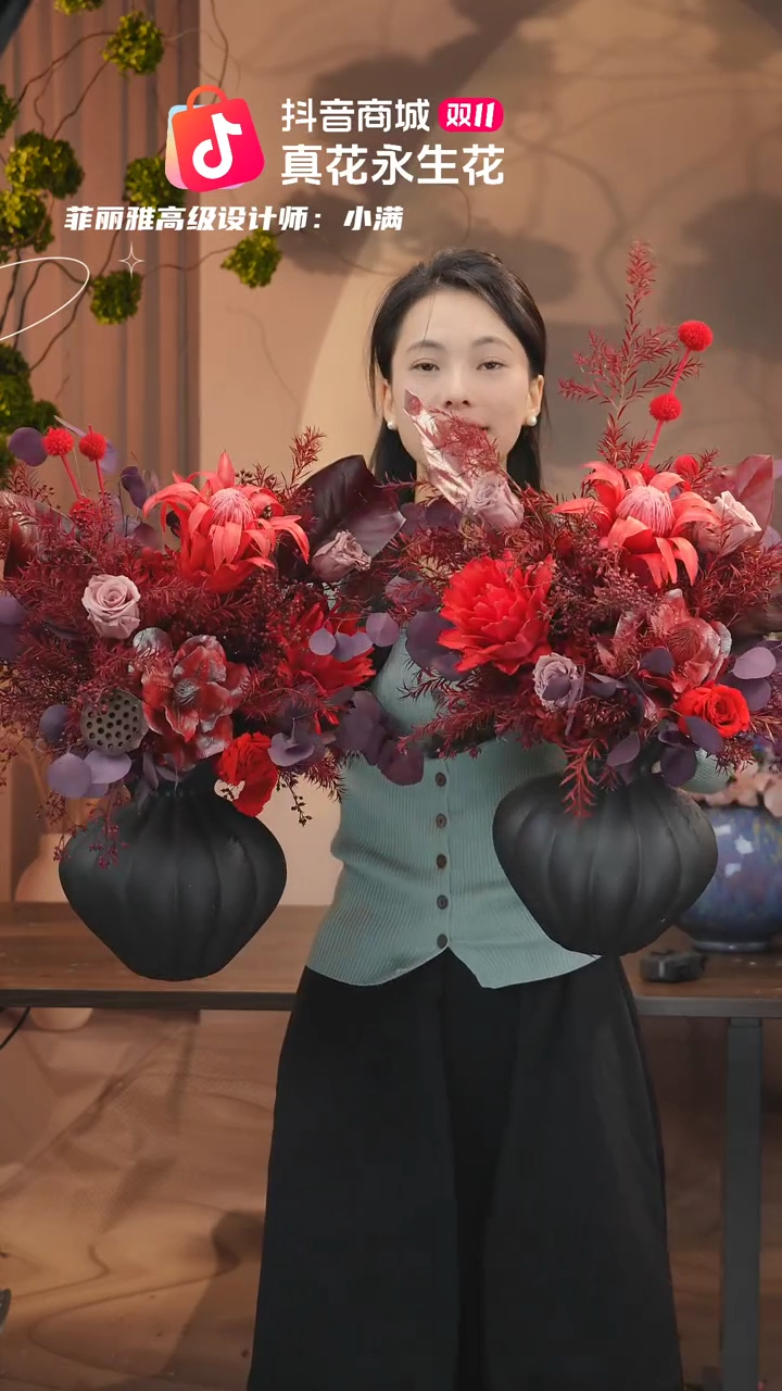 有机玻璃图片款式：花+花瓶一整套（一对）