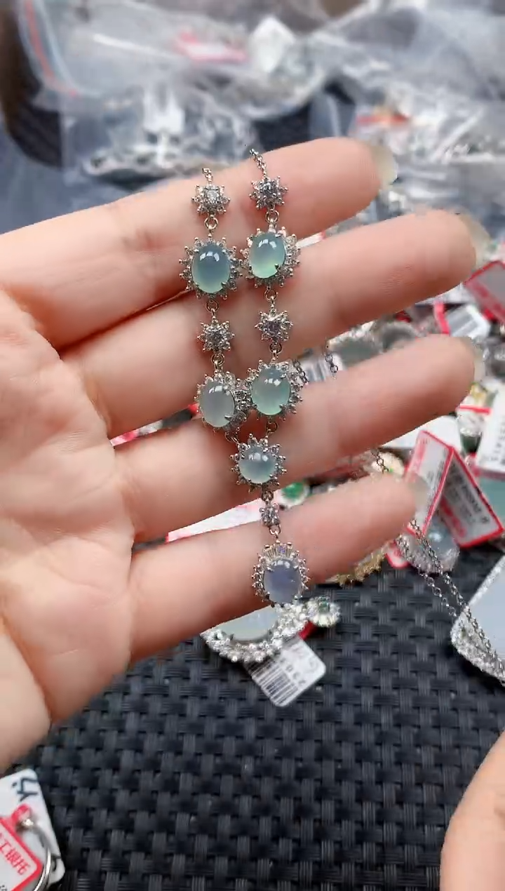 银S925镶嵌戒指翡翠天然A货缅甸翡翠