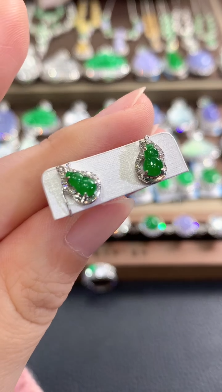 18K金镶嵌翡翠耳饰b27多样性一件发货2