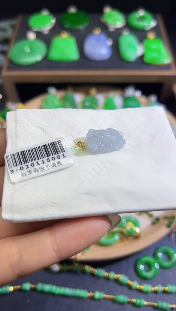【闪购商品】翡翠颈饰18K金镶嵌Q缅料A货翡翠/支持复检/一件