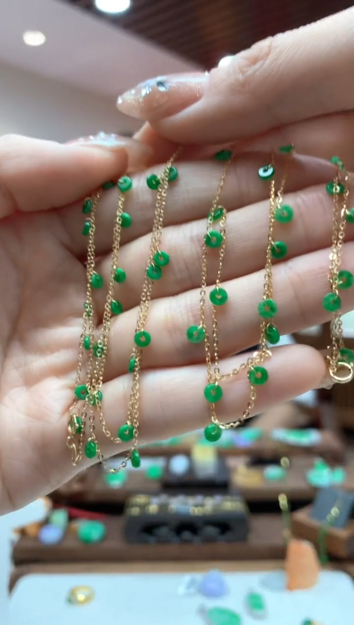 【闪购商品】翡翠项链18K金镶嵌项链多样性发货1件