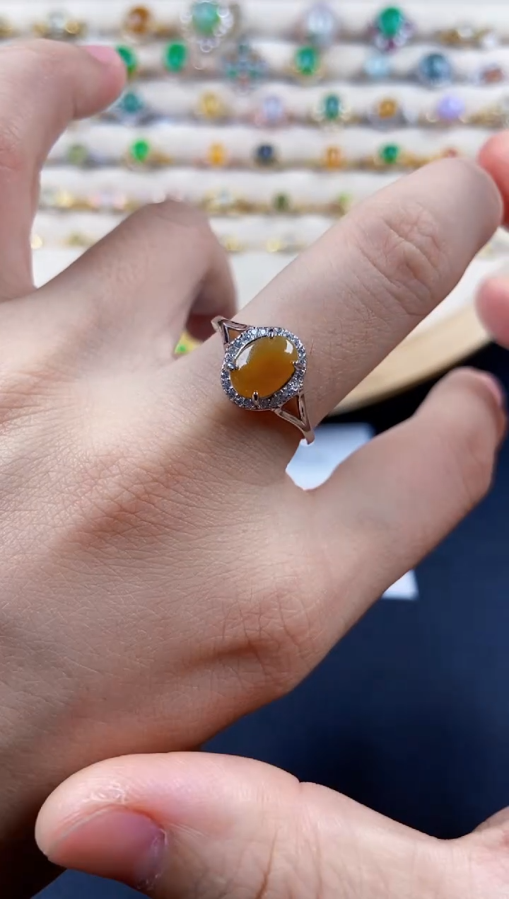 翡翠戒指银S925镶嵌54898