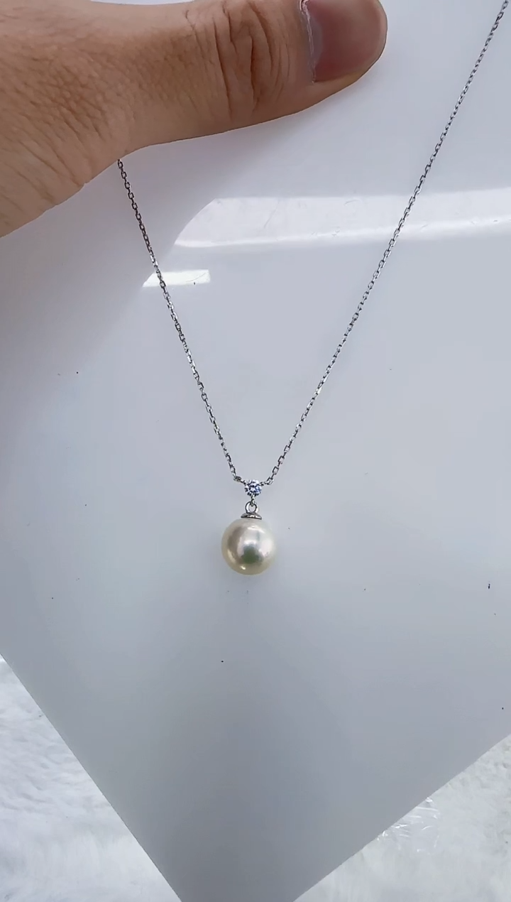 银S925镶嵌淡水珍珠DA珍珠吊坠10-11 y468