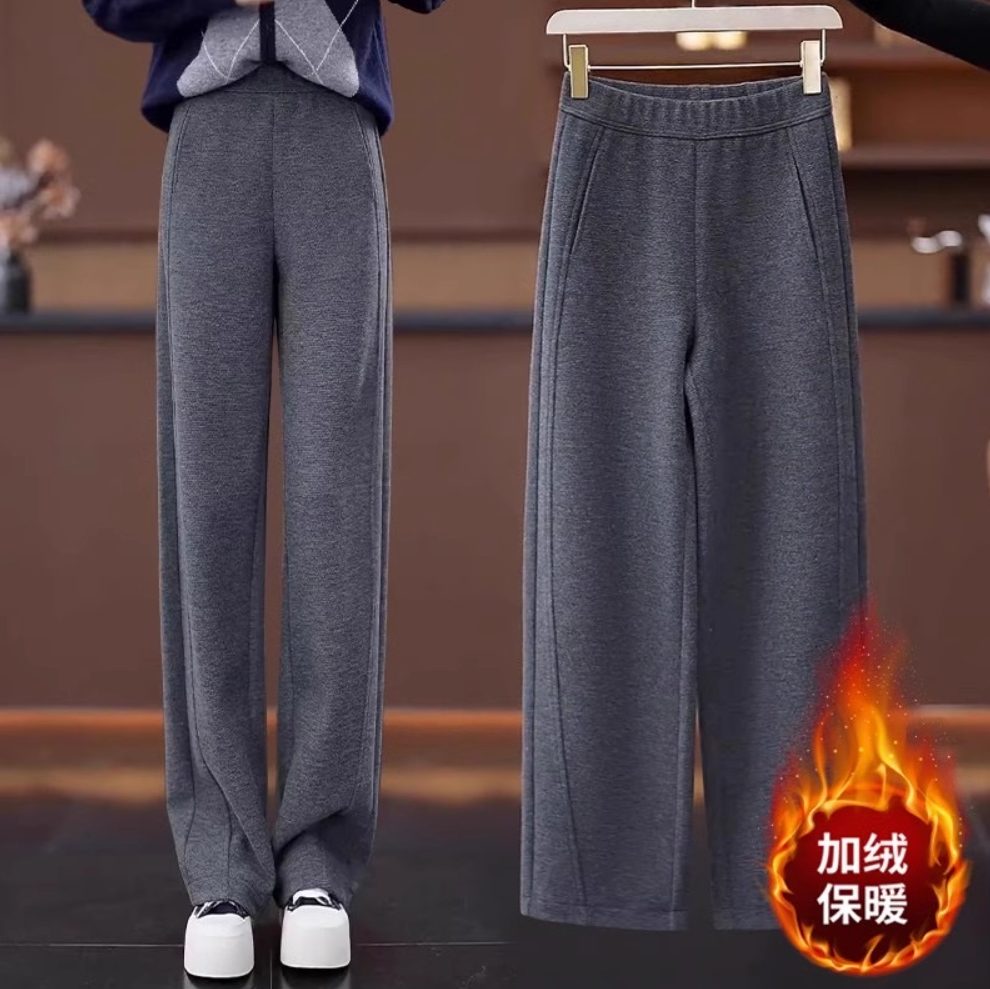 加绒加厚【桑蚕丝羊绒+运费险】997窄版直筒裤秋冬高腰垂感休闲女裤