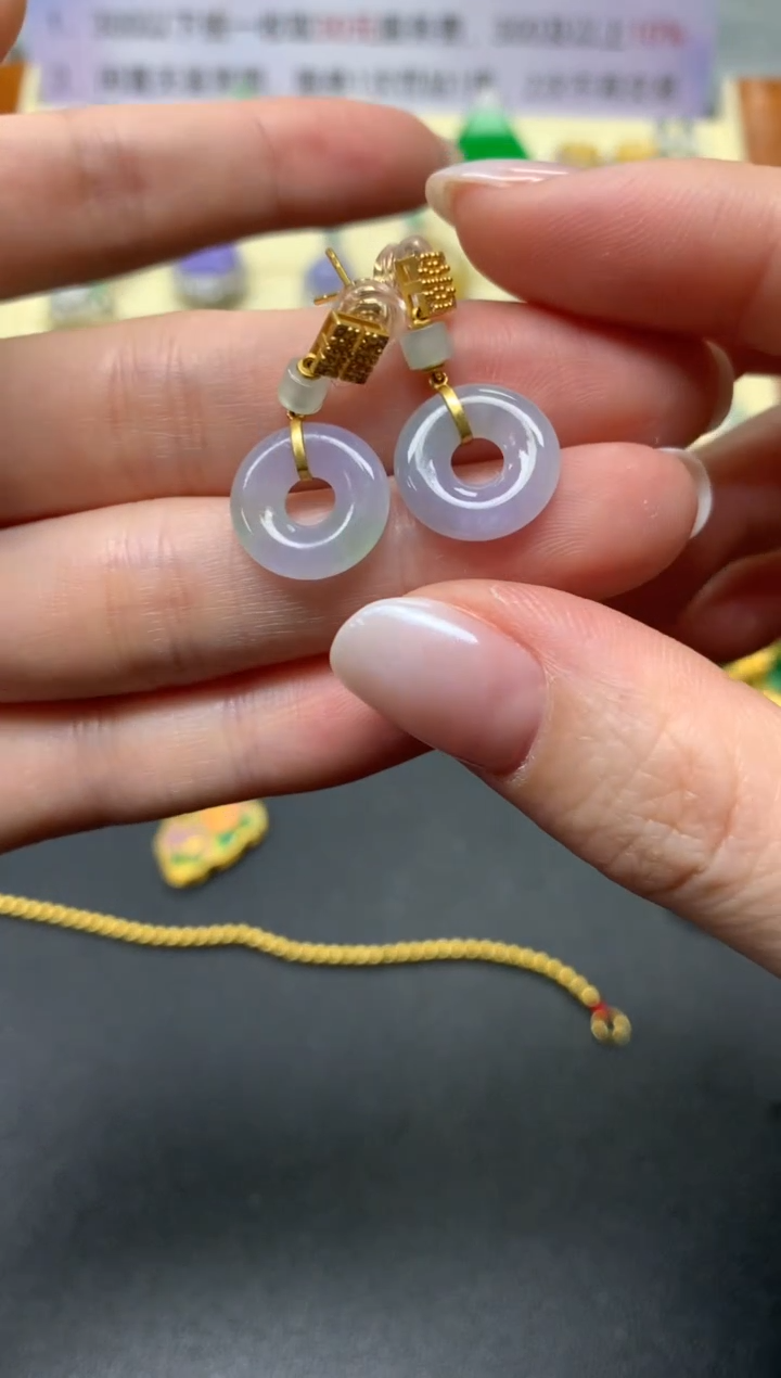 【闪购商品】翡翠耳饰18K金镶嵌耳饰|1800+180