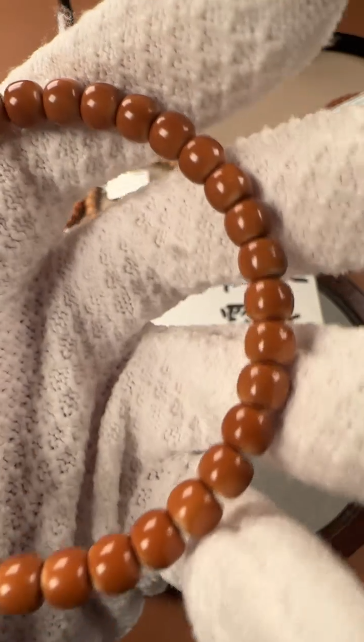 手串橄榄核6.5mm老挝核尖单圈，老挝老树核，倒角微微三花筋线