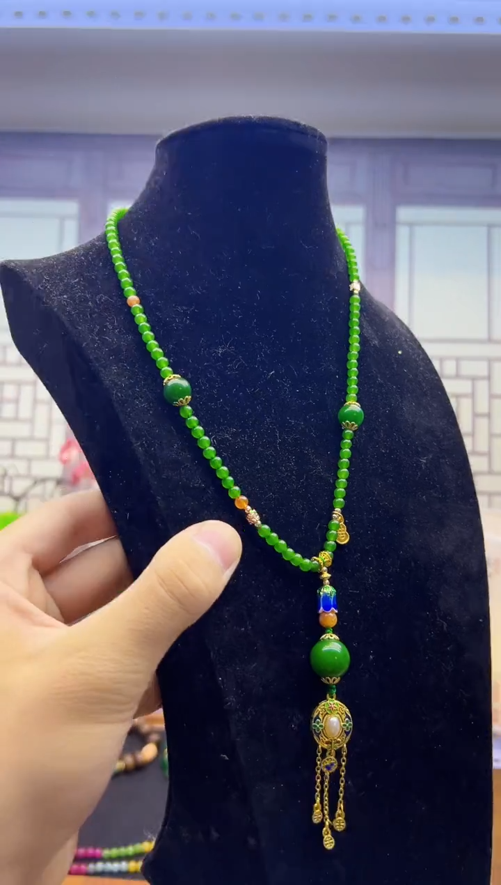 和田玉14K金镶嵌颈饰X236