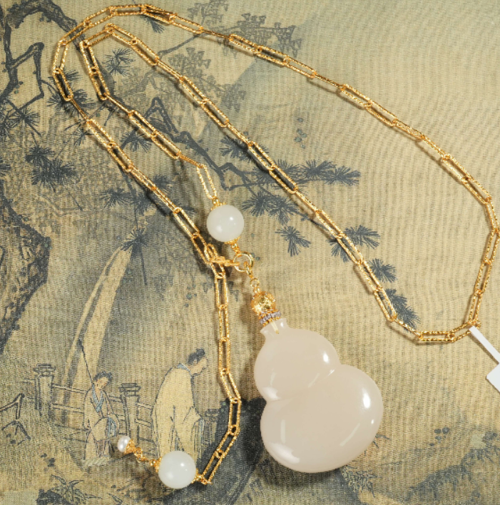 【老掌柜讲珠宝】和田玉/藕粉大葫芦 SACX062335