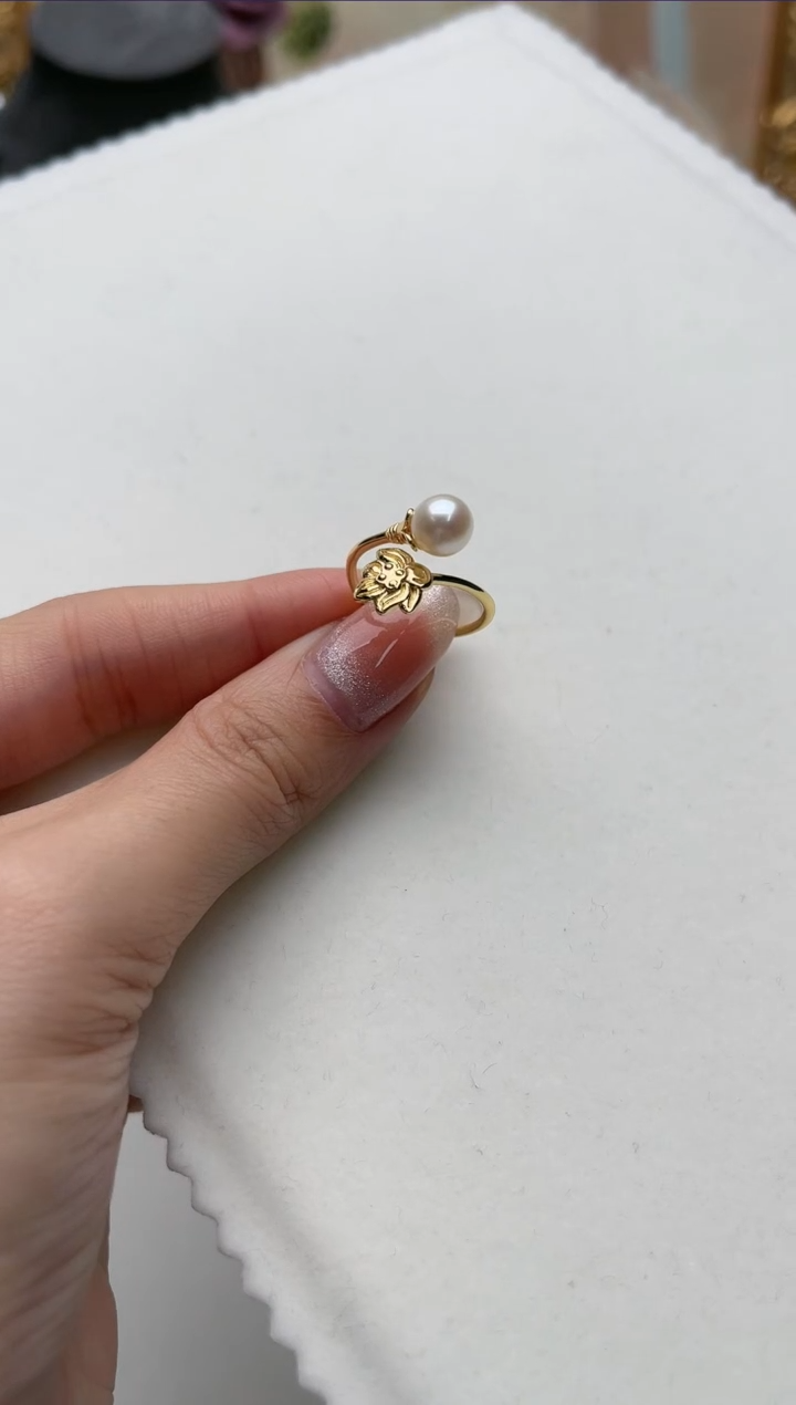 【闪购商品】海水珍珠戒指银S925镶嵌aj4145