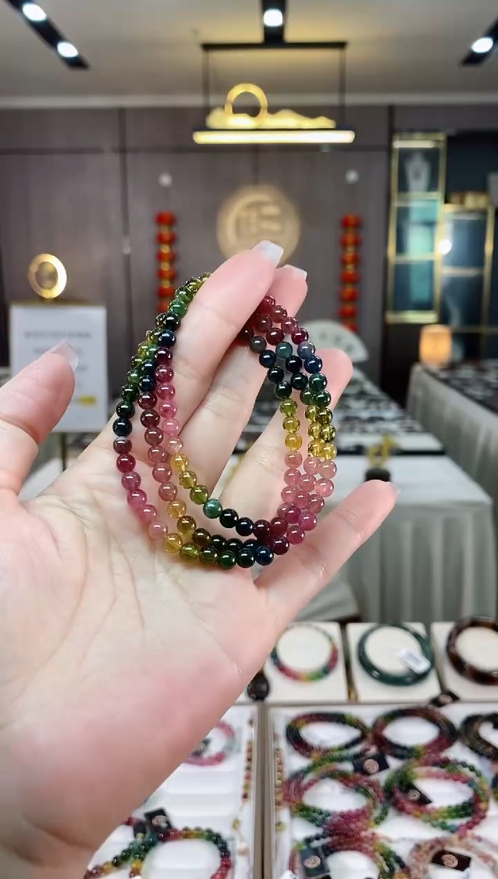 【闪购商品】碧玺三圈手串5mm+未镶嵌（多样性发一条）hon
