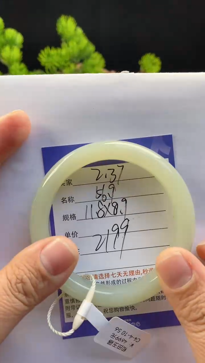 【闪购商品】和田玉手镯未镶嵌37微色差