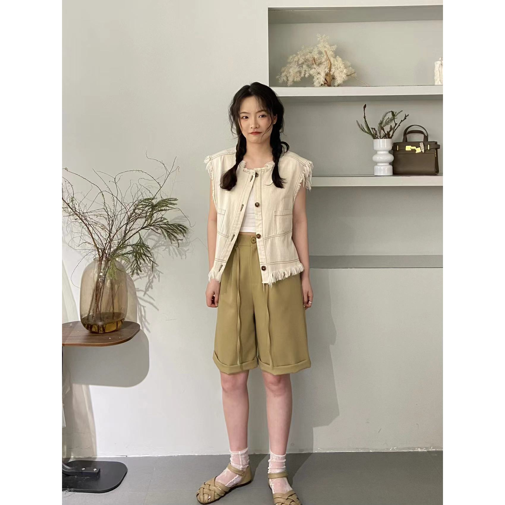 C-35复古毛边马甲