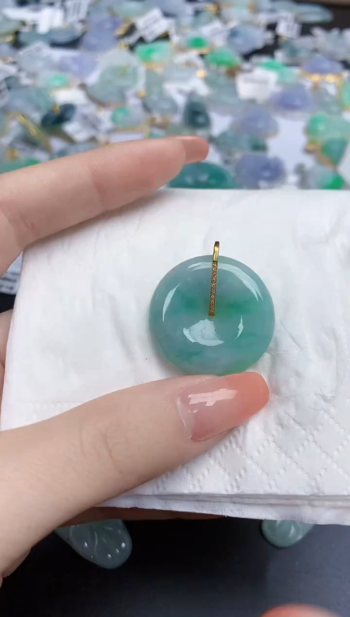 【闪购商品】翡翠颈饰18K金镶嵌天然缅甸翡翠A货