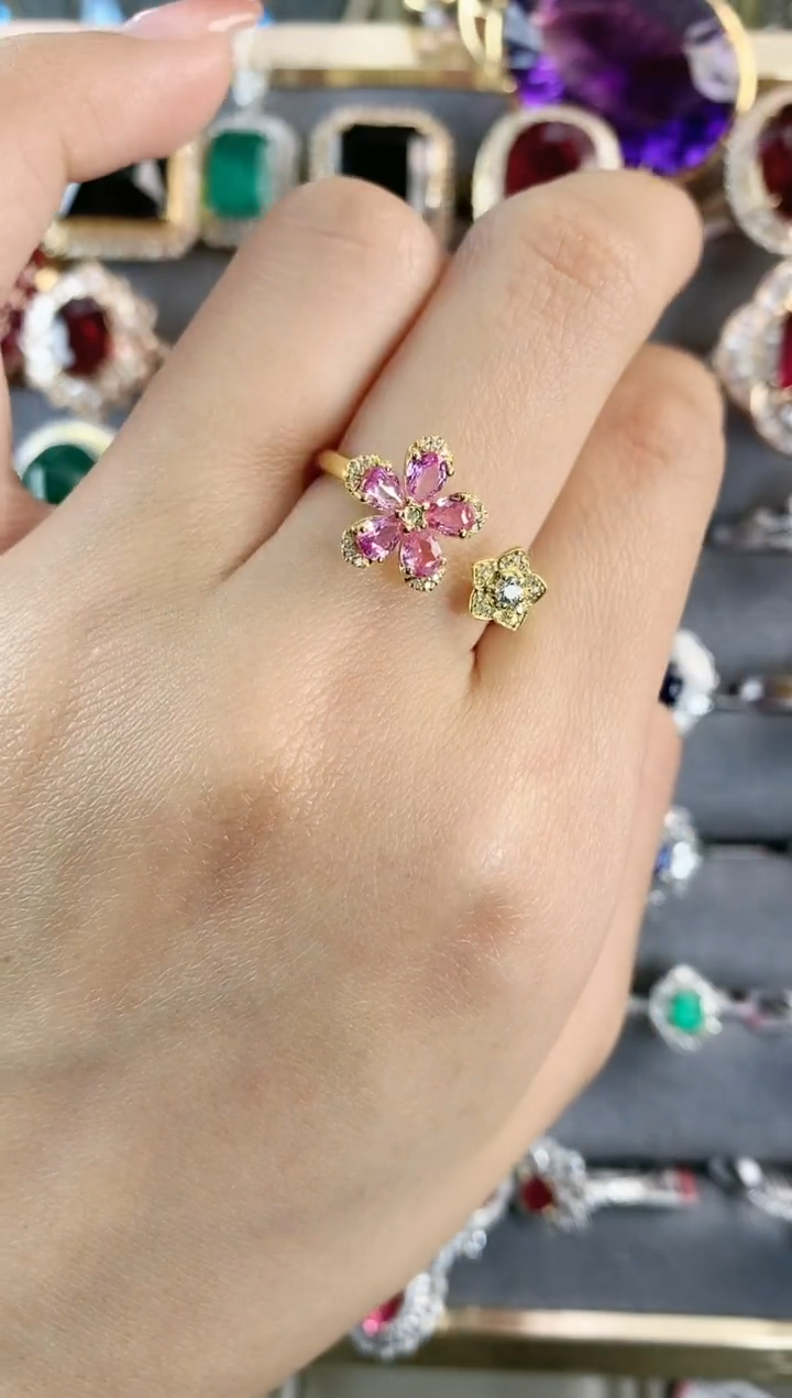 【闪购商品】蓝宝石一个18K金镶嵌一个