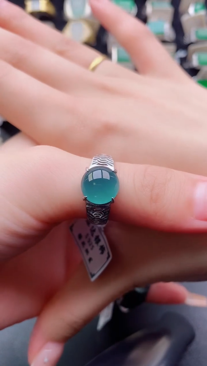 翡翠银S925镶嵌戒指121212