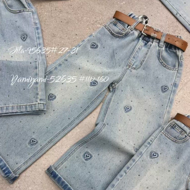 女童裤子春秋款2025新款儿童春装长裤女孩春季牛仔裤女大童阔腿裤