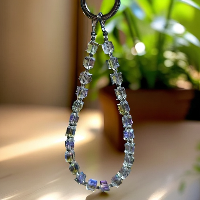 手机链水晶方糖轻奢钥匙链手机挂绳防丢通用女手工创意手机链挂绳