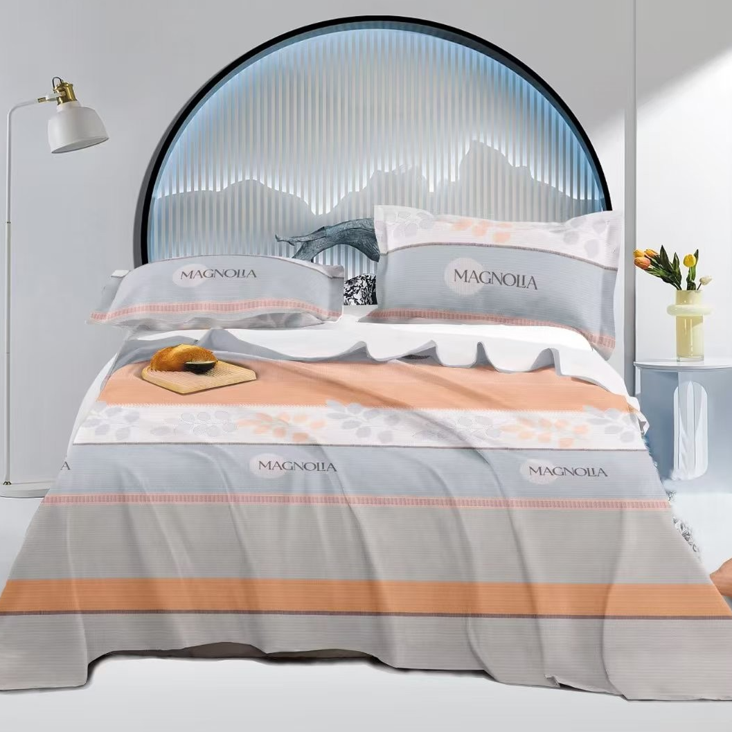 （0116）特厚老粗布床单吸汗透气2.45*2.45米（+－5公分）字母叶影-桔