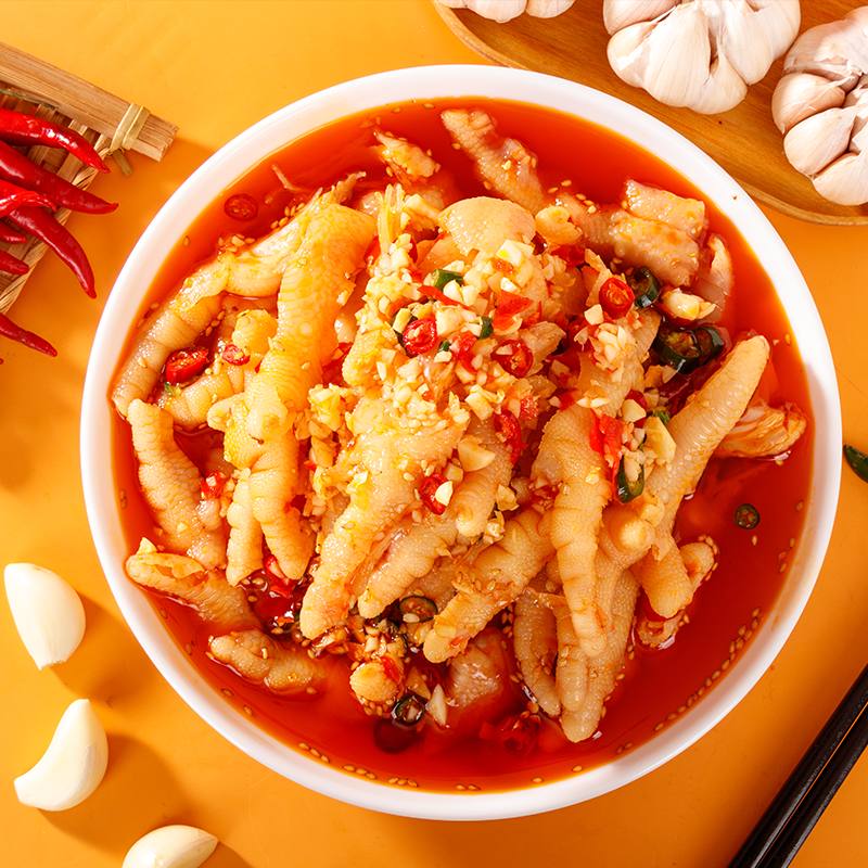 无骨鸡爪蒜香柠檬酸辣味手工去骨网红即食美味夜宵零食