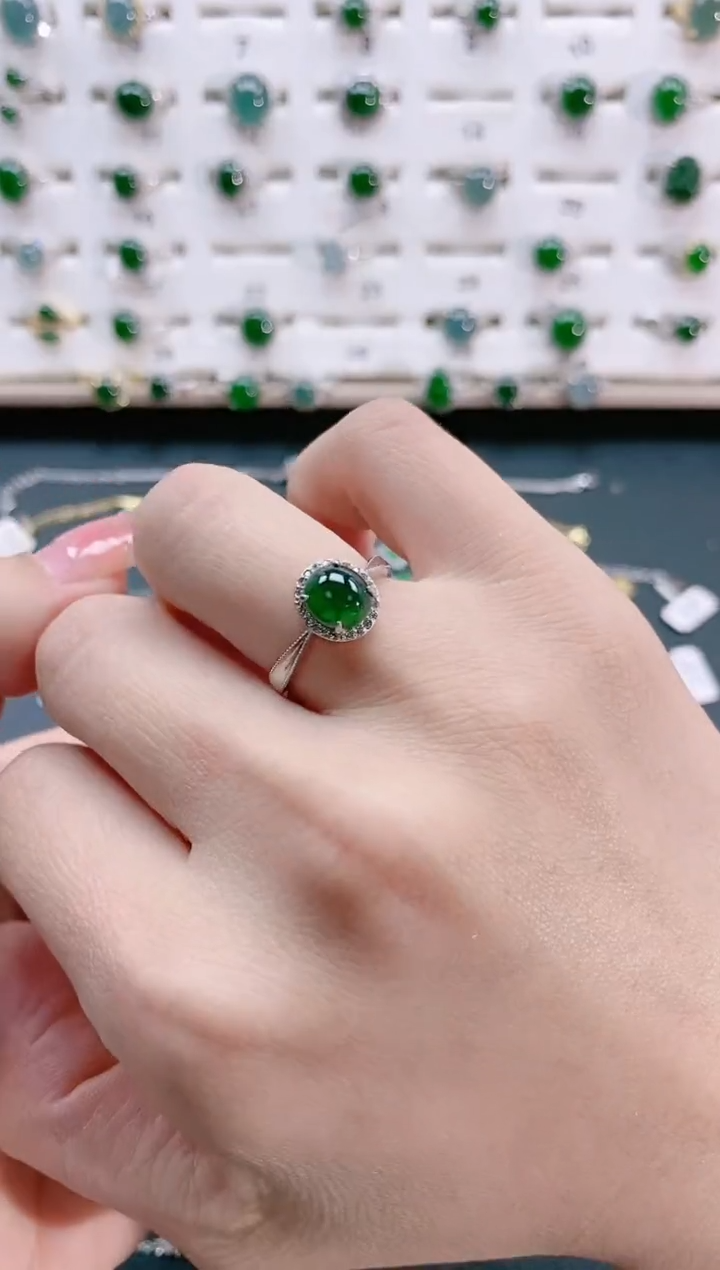 【闪购商品】翡翠戒指银S925镶嵌天然翡翠