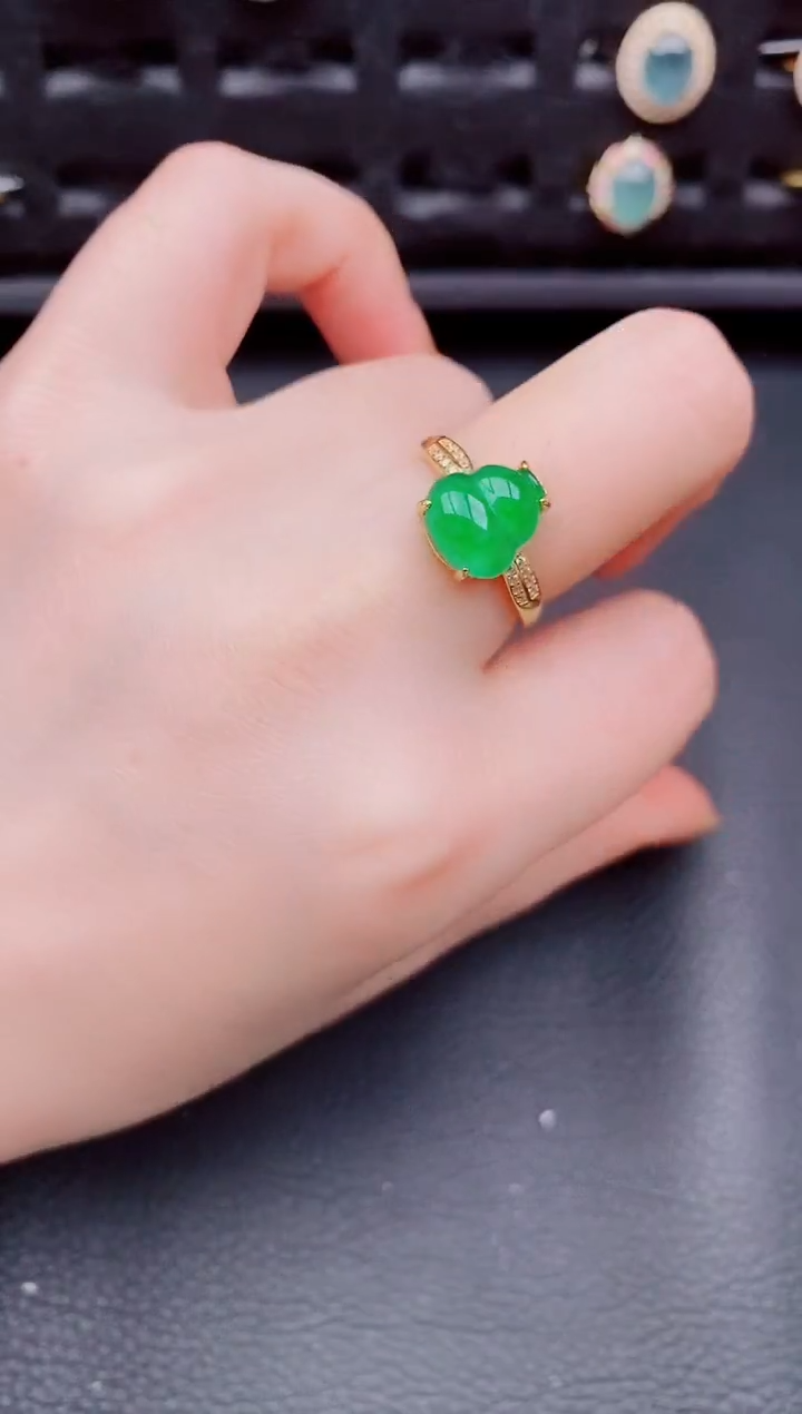 【闪购商品】翡翠戒指银S925镶嵌天然a货翡翠254