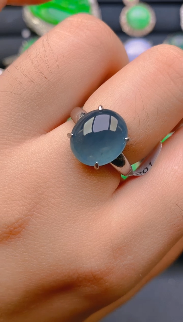 【闪购商品】翡翠戒指银S925镶嵌天然A货翡翠1