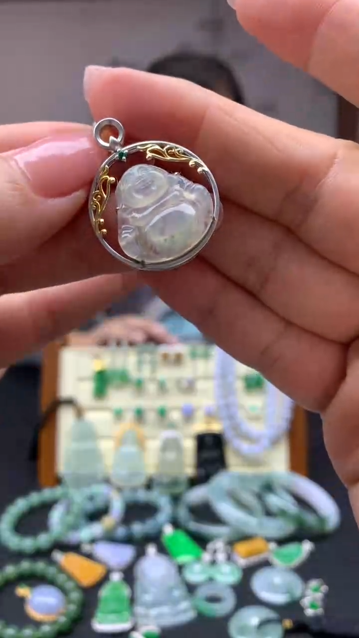 【闪购商品】翡翠颈饰18K金镶嵌3-天然翡翠