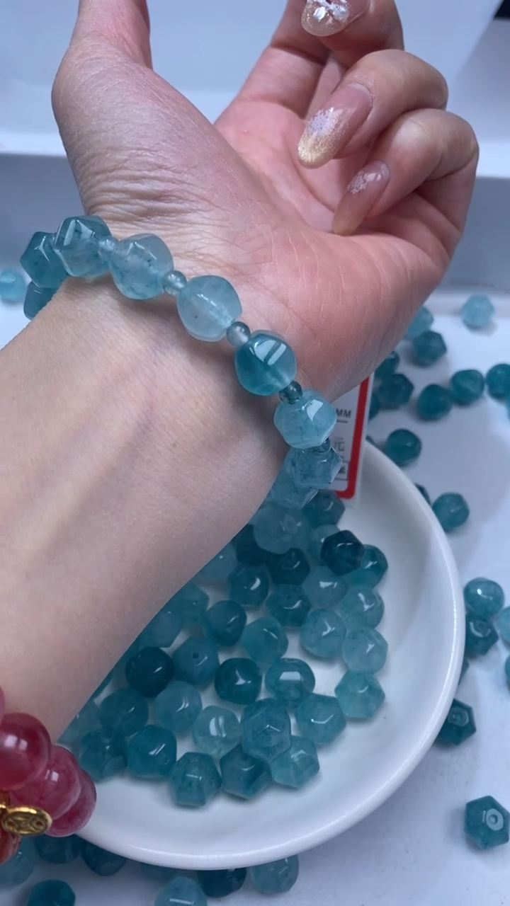 颈饰未镶嵌水晶W3121 蓝碧玺南瓜10MM*10颗