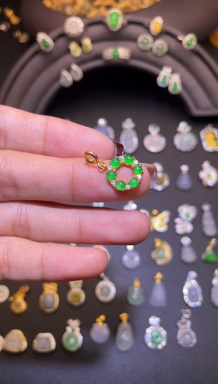 吊坠(不含链)银S925镶嵌翡翠1