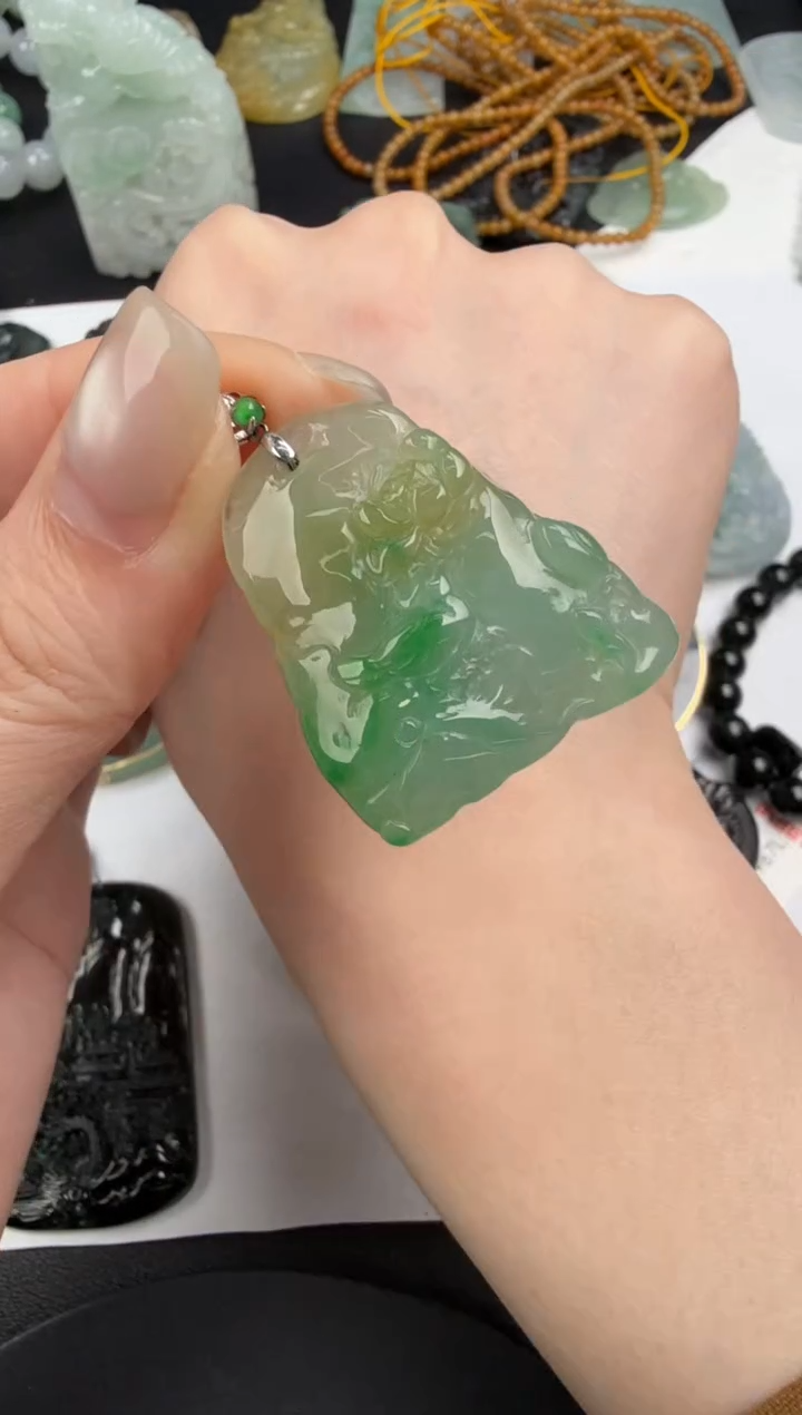 吊坠(不含链)18K金镶嵌翡翠翡翠饰品-228