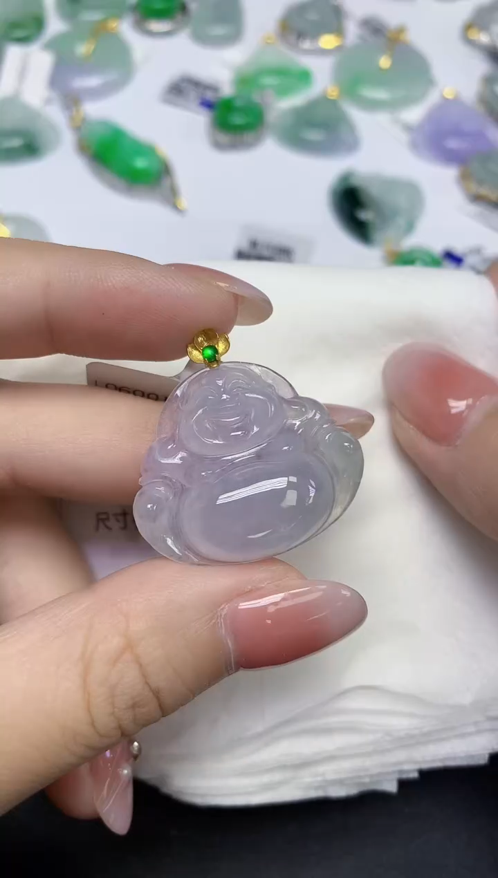 颈饰18K金镶嵌翡翠天然缅甸翡翠A货多样性发一件