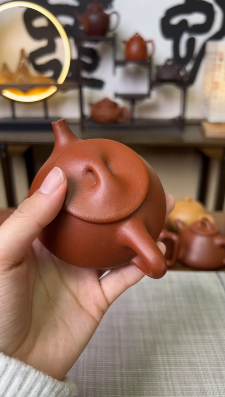 【闪购商品】朱泥茶壶鱼籽朱泥景州石瓢壶120CC