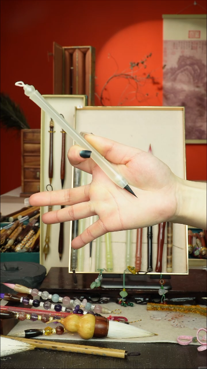 613号闪孤品高货毛笔链接 清水试笔 蘸墨不退