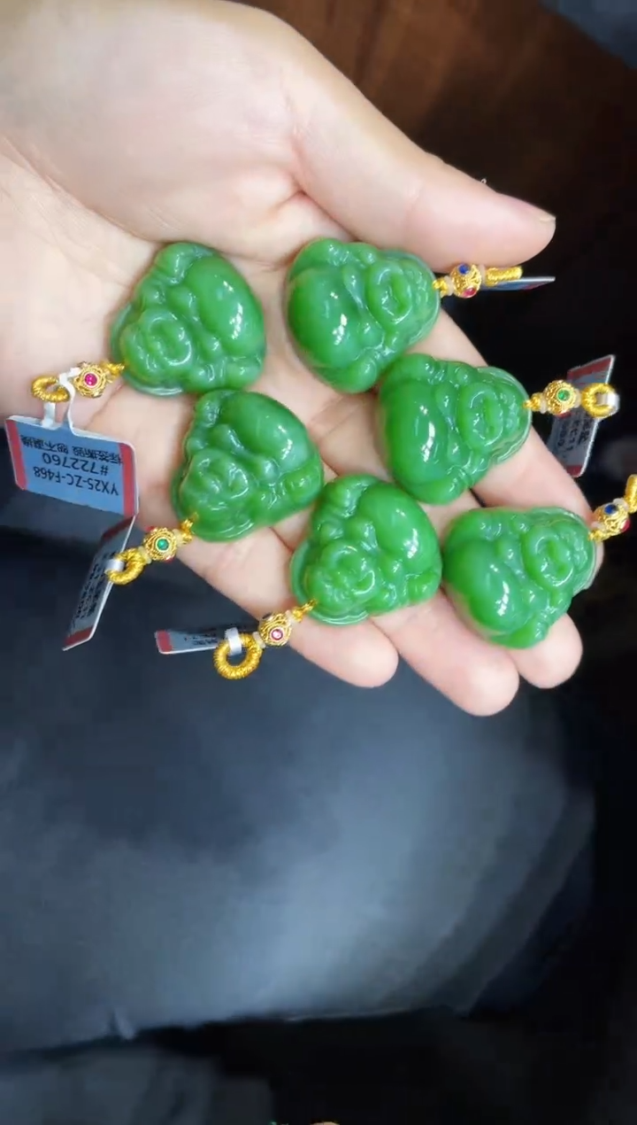 【闪购商品】和田玉吊坠18K金镶嵌30MM 多样性发一