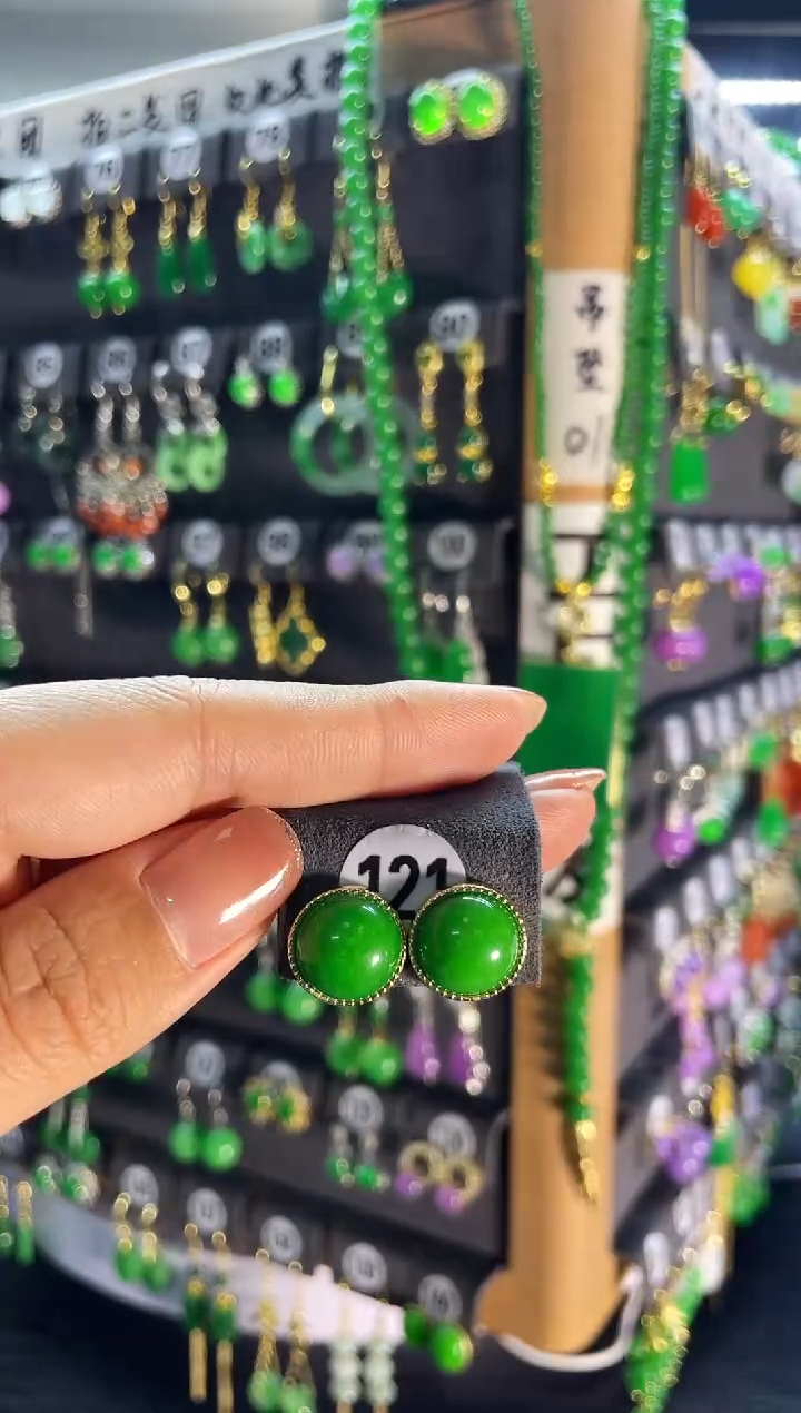 【闪购商品】翡翠耳饰银S925镶嵌121..