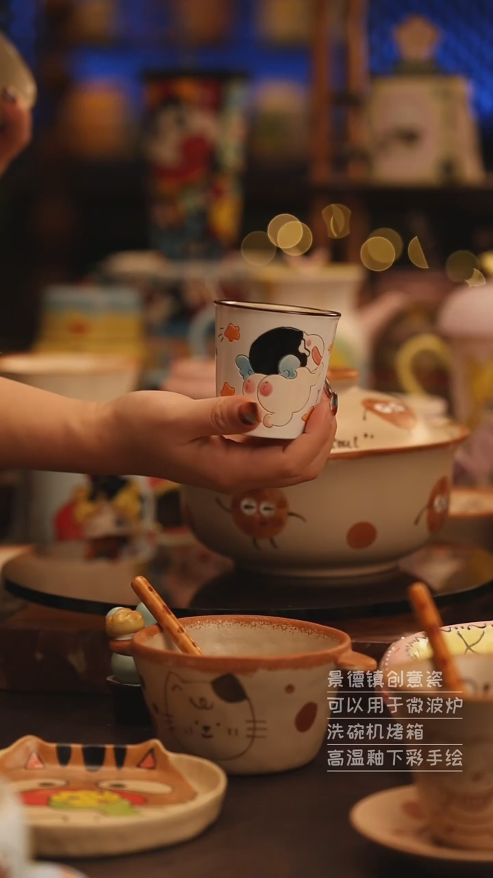 陶瓷景德镇可爱陶瓷釉下彩绘设计师款