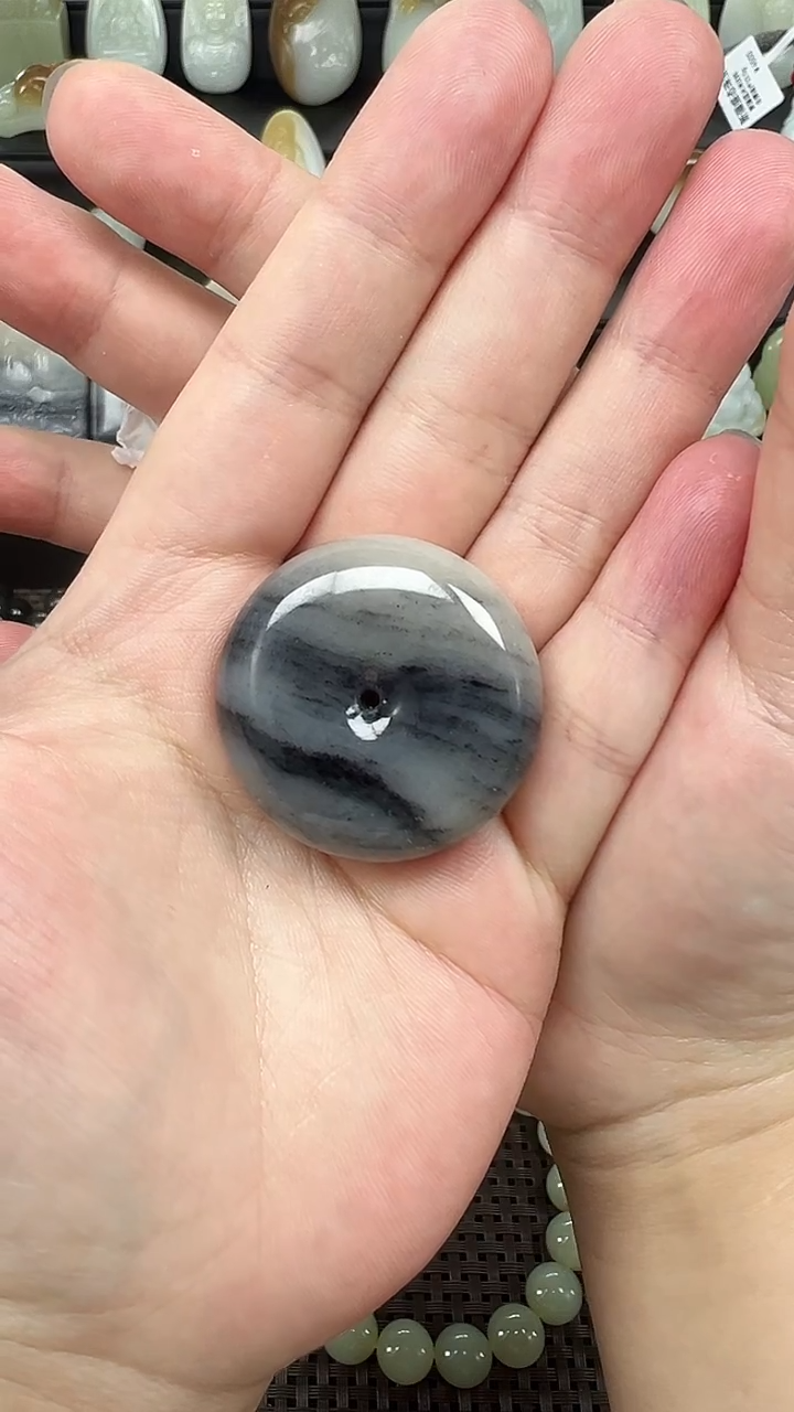 吊坠(赠链)未镶嵌和田玉新疆青花平安扣