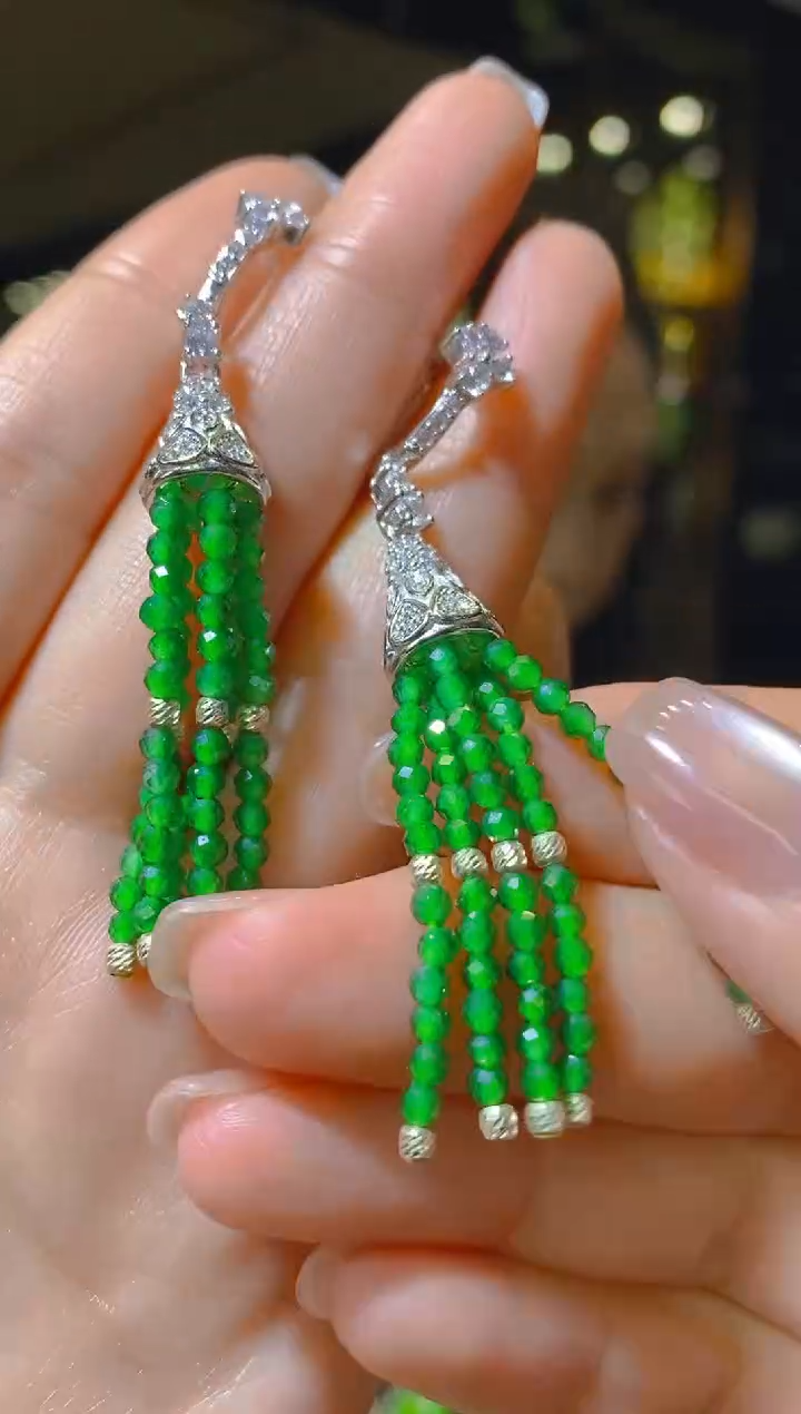 【闪购商品】翡翠耳饰银S925镶嵌038（多样性发货）