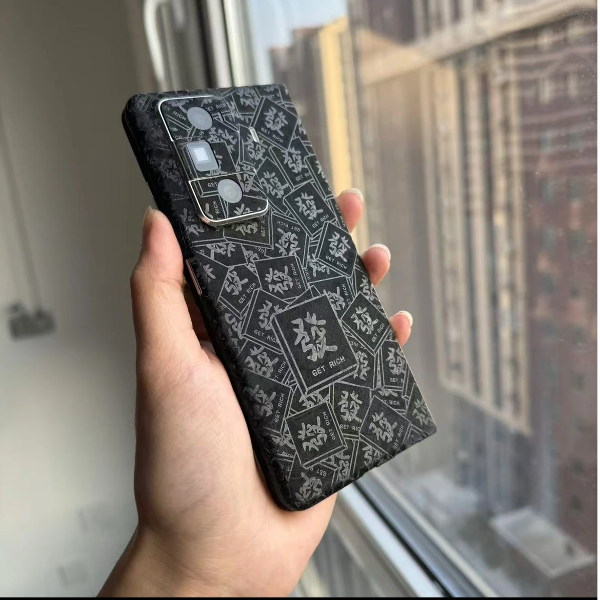 适用荣耀Vs3 V3手机全包背膜3M底胶素皮蟒纹手感亲肤防刮防滑