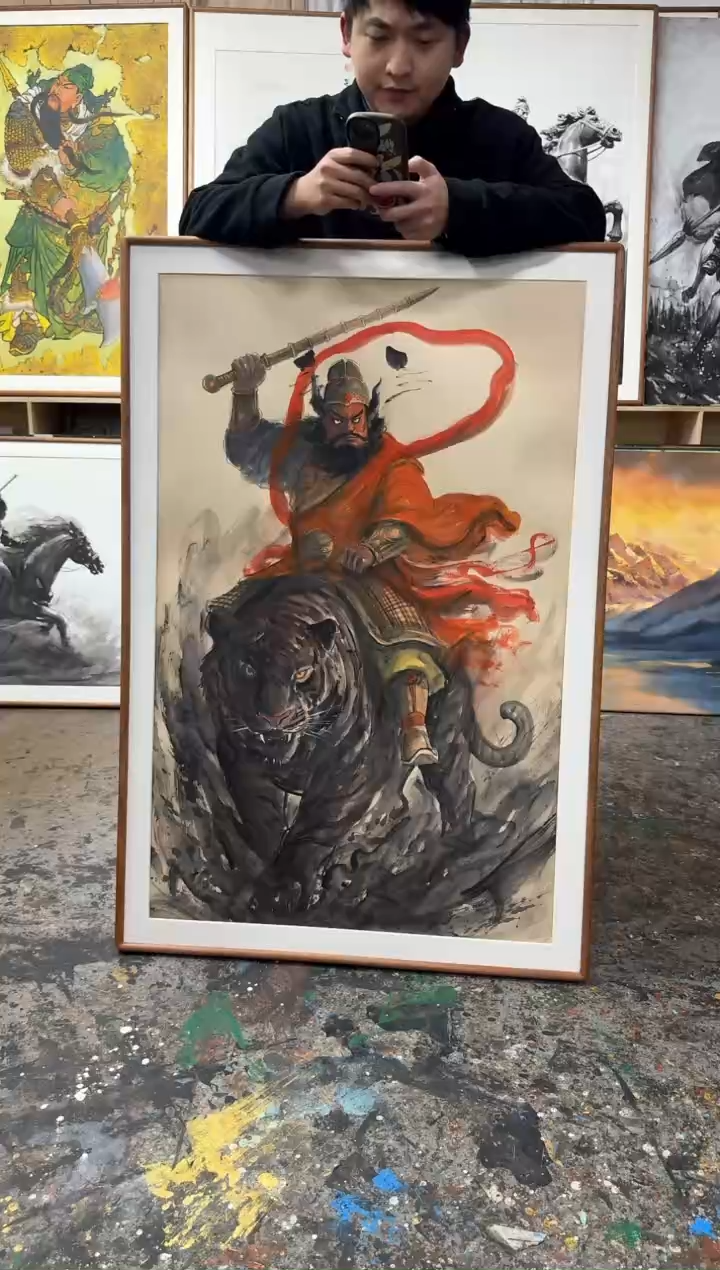 丙烯画不*尘画江湖老师钟馗精装裱