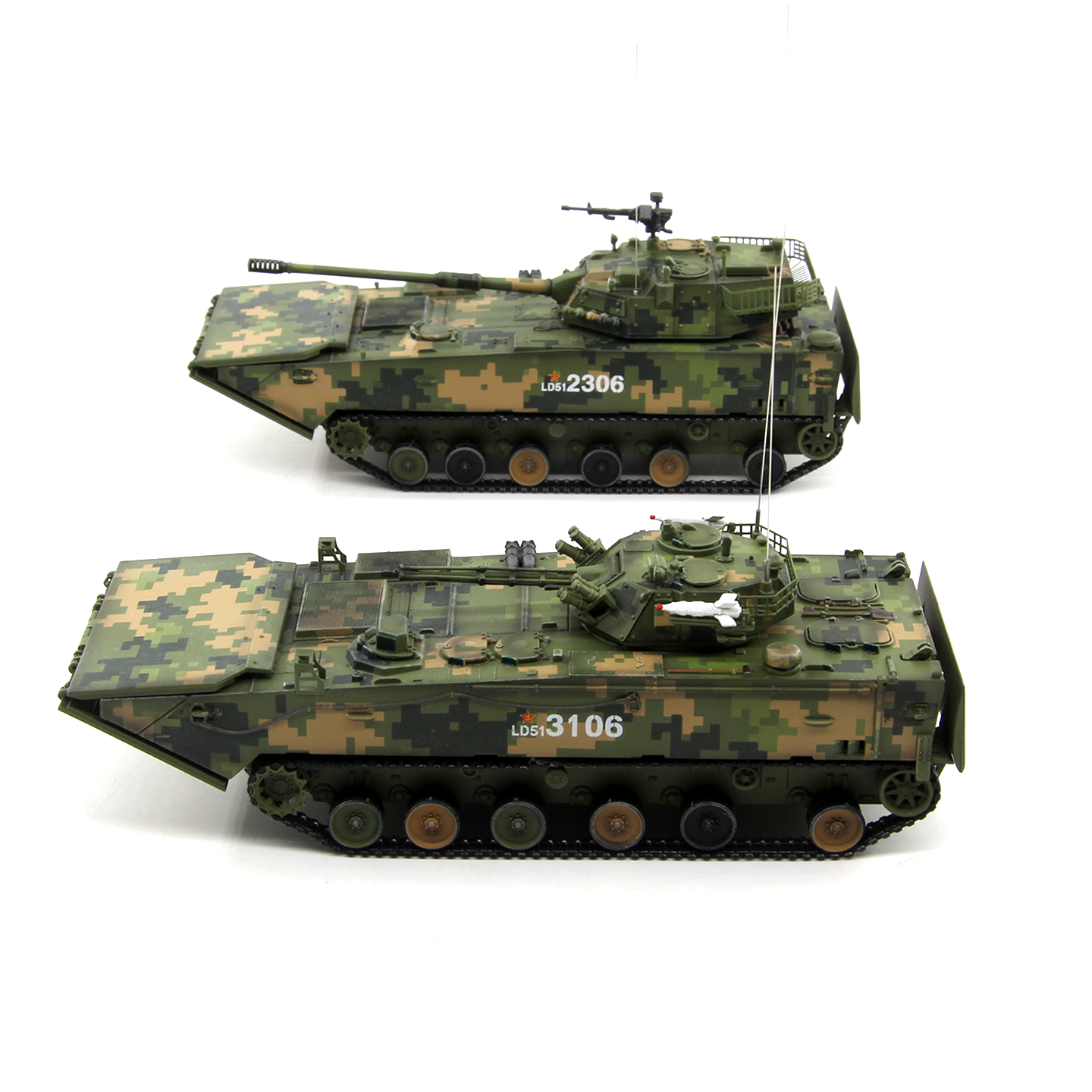 UNISTAR ZBD-05式两栖装甲步兵战车丛林数码海洋三色成品模型1/72