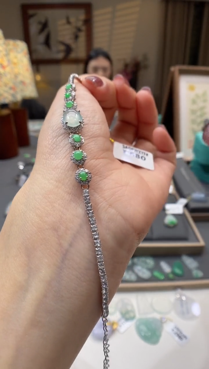 【闪购商品】翡翠手链银S925镶嵌手链